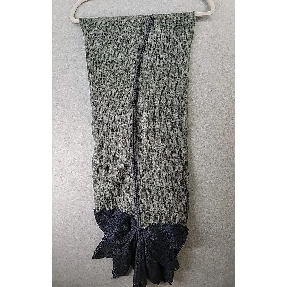 MADISON 88 Blue & Gray Fine Knit Scarf Wearable Art Flower Bow Soft Cottage Core